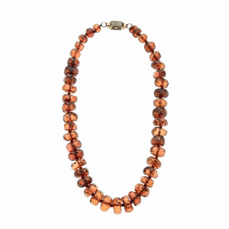 Collana in Ambra, Oro Giallo e Smalti