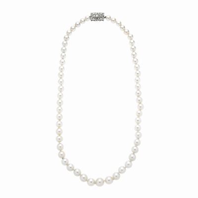 Girocollo con Perle, Oro Bianco e Diamanti