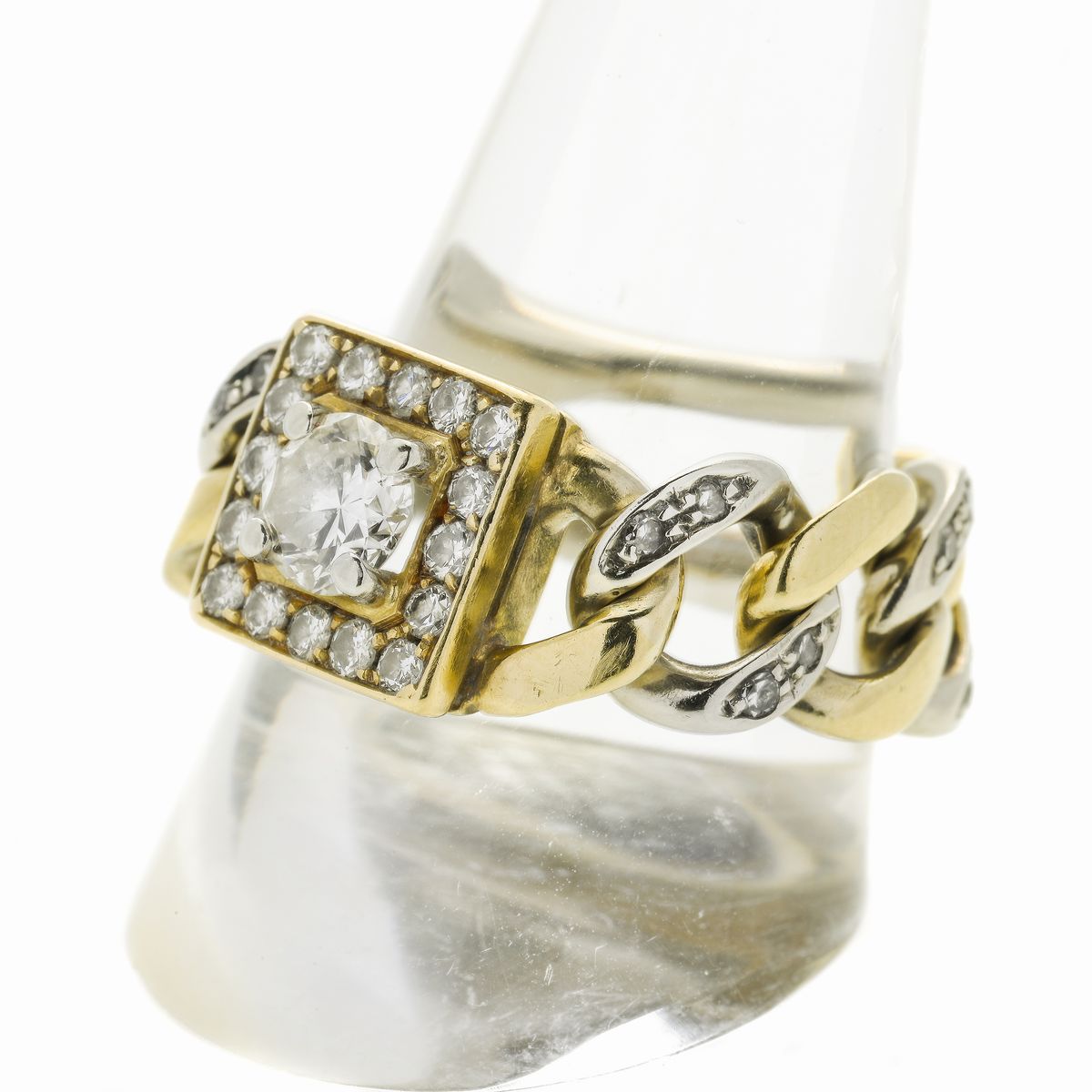 Anello in Oro Giallo, Oro Bianco e Diamanti