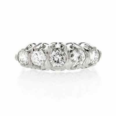 Anello Veretta in Oro Bianco e Diamanti