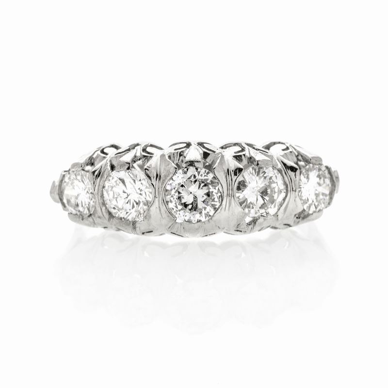 Anello Veretta in Oro Bianco e Diamanti