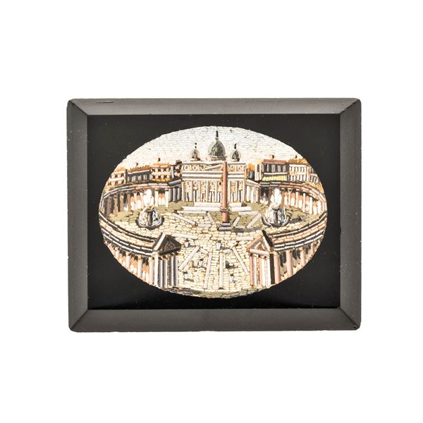 Micromosaico raffigurante piazza San Pietro  - Asta Asta di Gioielli Antichi, Moderni e Orologi - Curio - Casa d'aste in Firenze