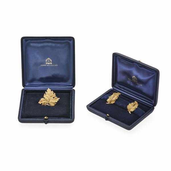 MARIO BUCCELLATI - Parure with a pair of earrings and clips yellow gold Mario Buccellati