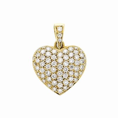 Pendente Cuore in Oro Giallo e Diamanti