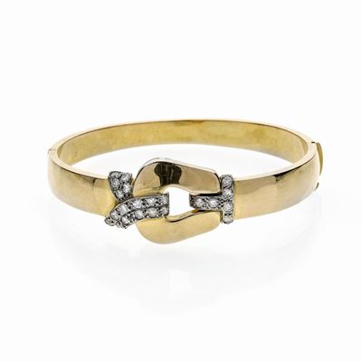 Bracciale Rigido a Cintura in Oro Giallo e Diamanti