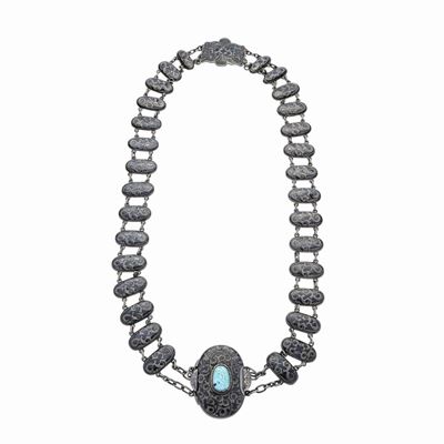 Cintura-collana in Argento e Turchese Inciso