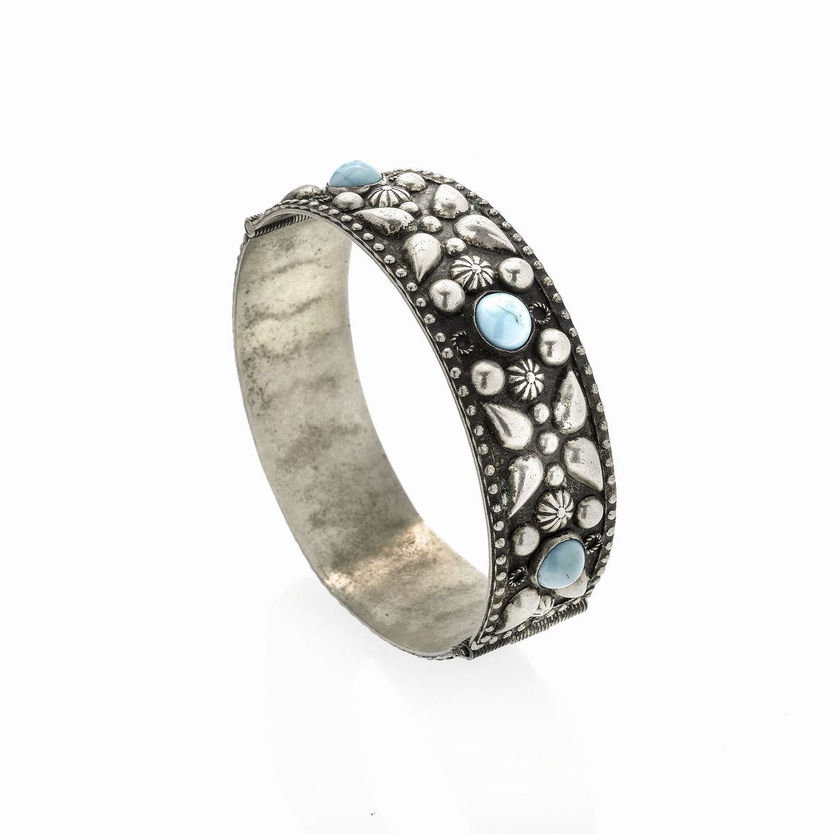 Bracciale Rigido in Argento e Turchesi