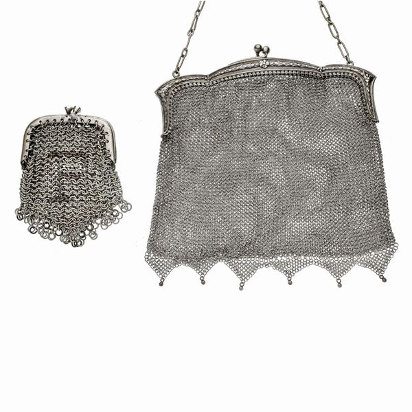 Lot of silver purse and evening change bag