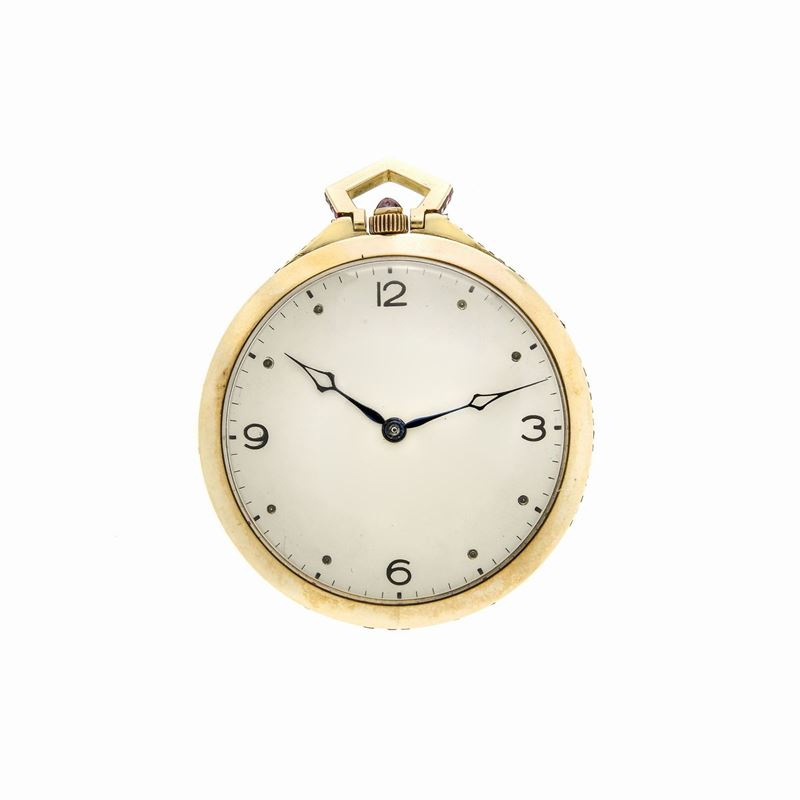 Orologio da Frac da Tasca in Oro Giallo e Rubini