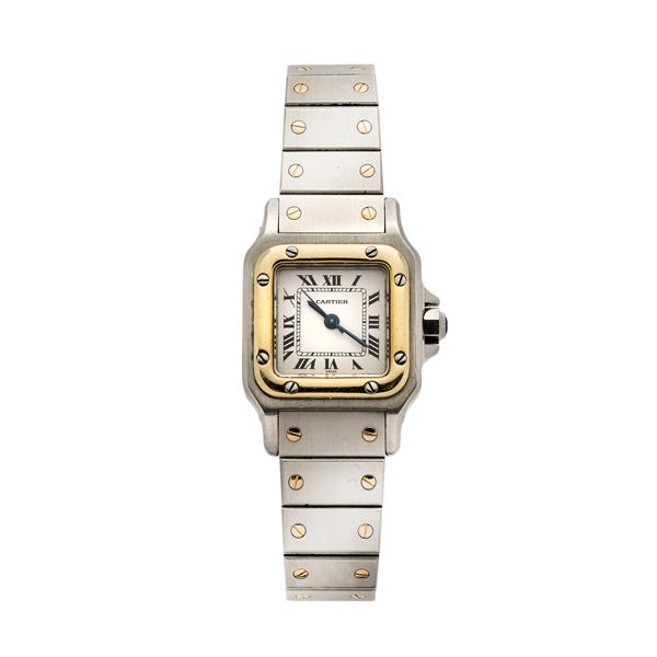 CARTIER - lady's watch in yellow gold and steel Santos Cartier