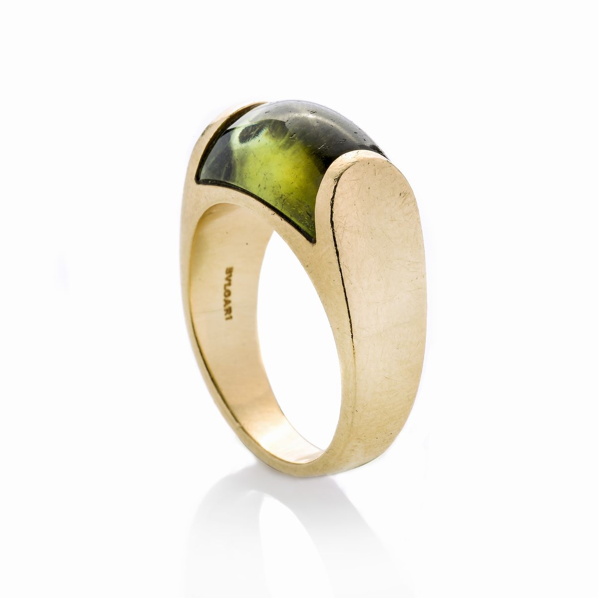 Anello in Oro Giallo e Peridoto Verde Bulgari