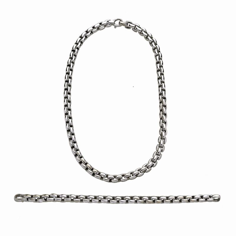Parure Composta da Girocollo e Bracciale in Oro Bianco Fope