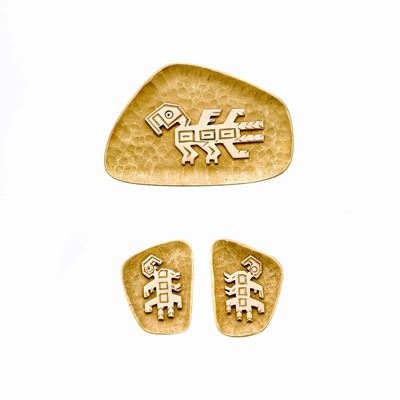 Parure Composta da Paio di Orecchini a Clips e Spilla