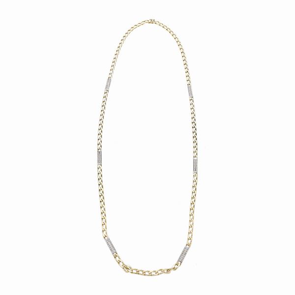 Long necklace in yellow gold, white gold and diamonds  - Auction Jewelery auction, Gemstones and Wristwatches from a Veronese Collection - Curio - Casa d'aste in Firenze
