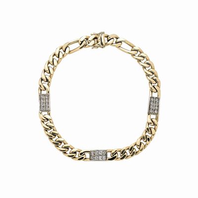 Braccialetto in Oro Giallo, Oro Bianco e Diamanti
