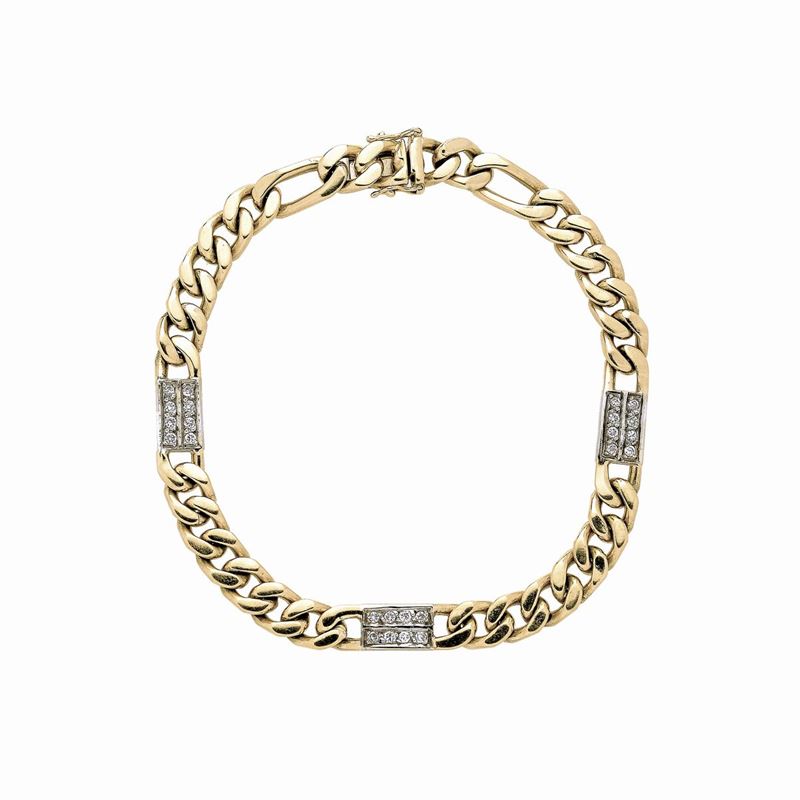 Braccialetto in Oro Giallo, Oro Bianco e Diamanti
