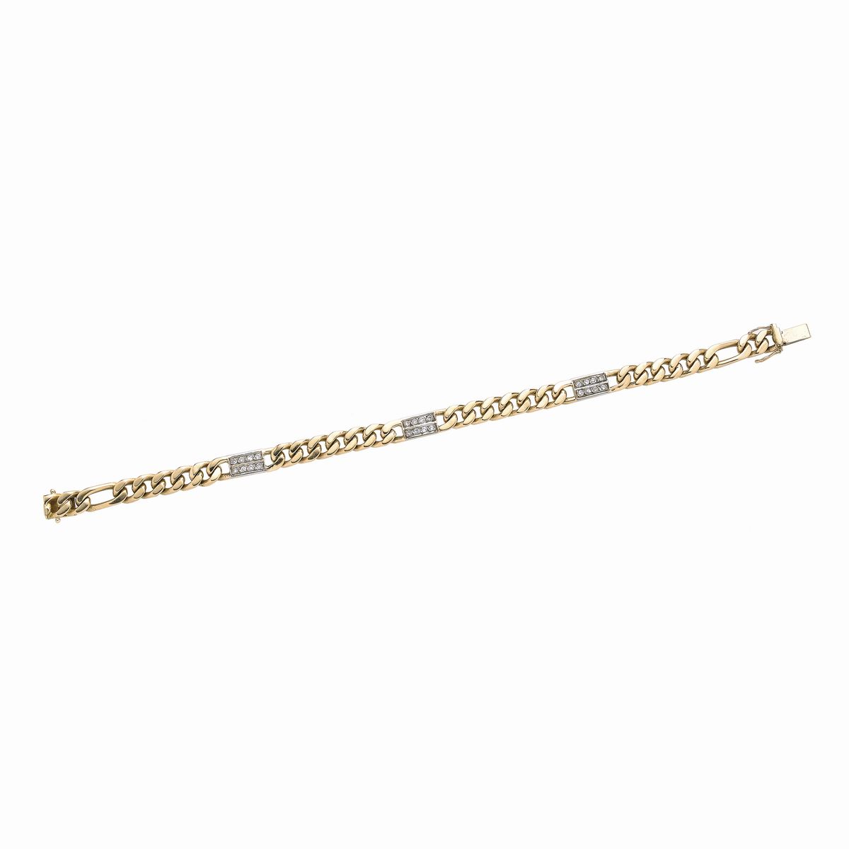 Braccialetto in Oro Giallo, Oro Bianco e Diamanti