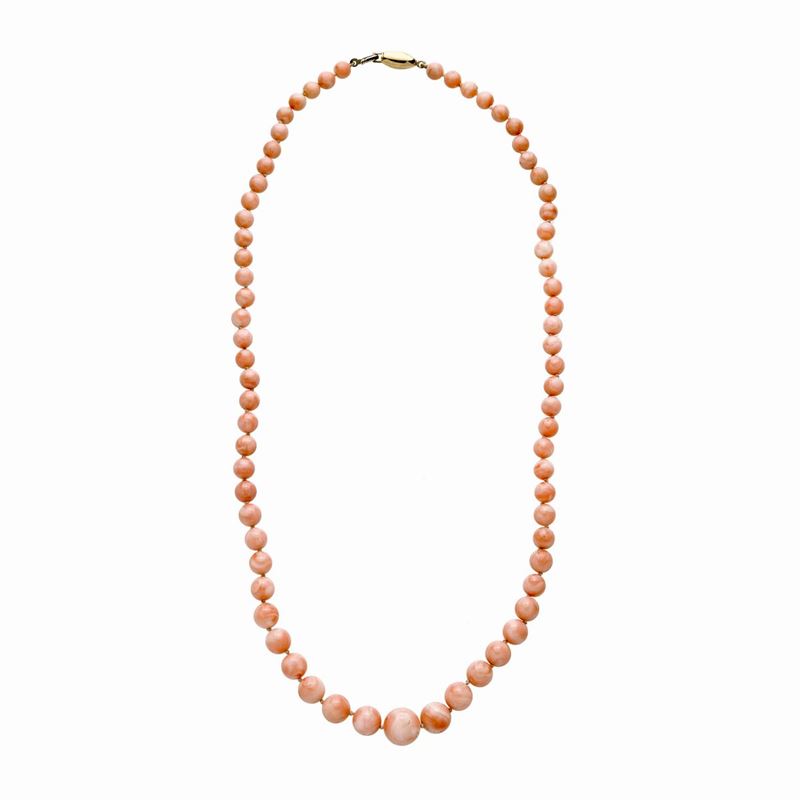 Collana in Corallo Rosa Salmone e Oro Giallo