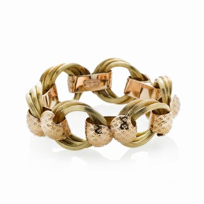 Alto Bracciale in Oro Giallo e Oro Rosa