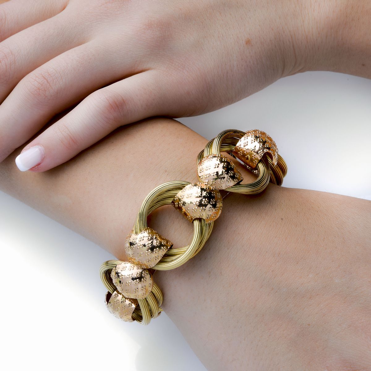 Alto Bracciale in Oro Giallo e Oro Rosa