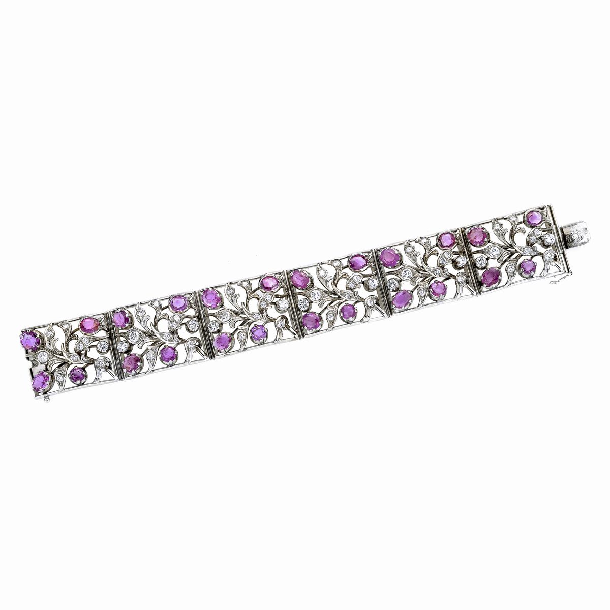 Bracciale in Oro Bianco, Diamanti e Rubini