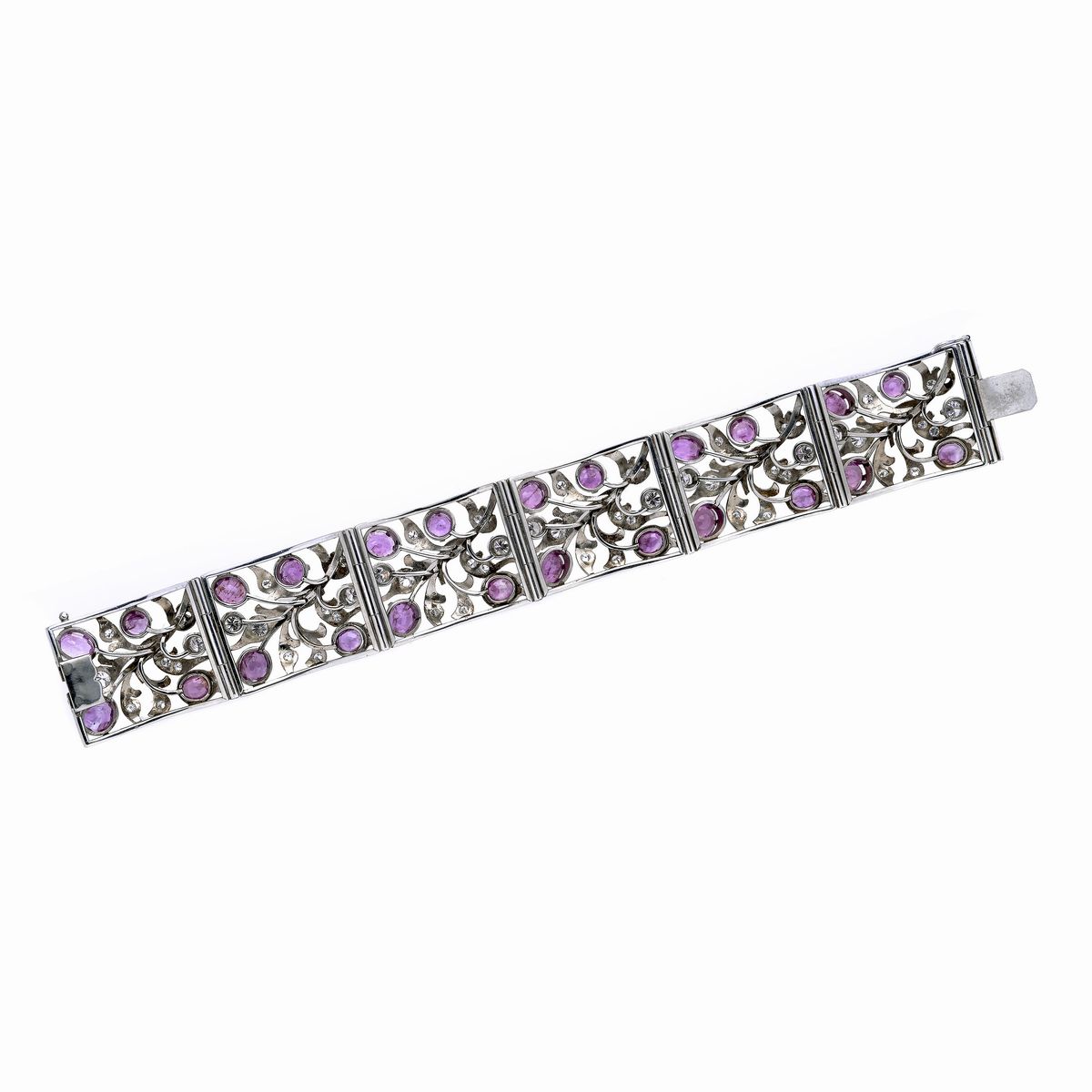 Bracciale in Oro Bianco, Diamanti e Rubini