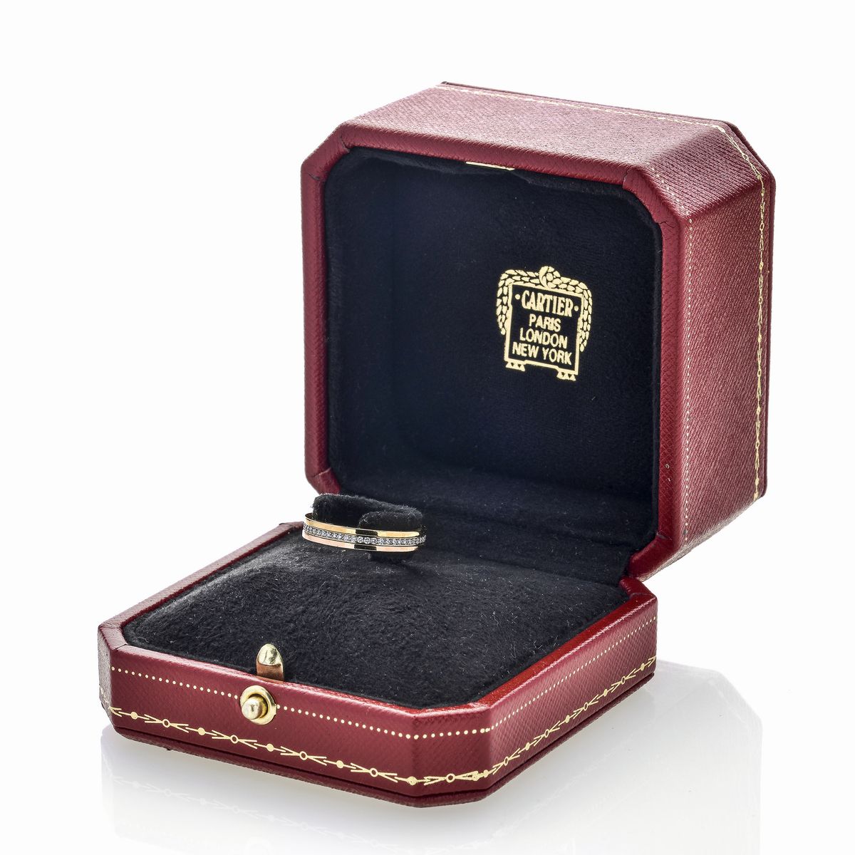 Anello Trinity in Oro Giallo, Oro Rosa e Diamanti Cartier
