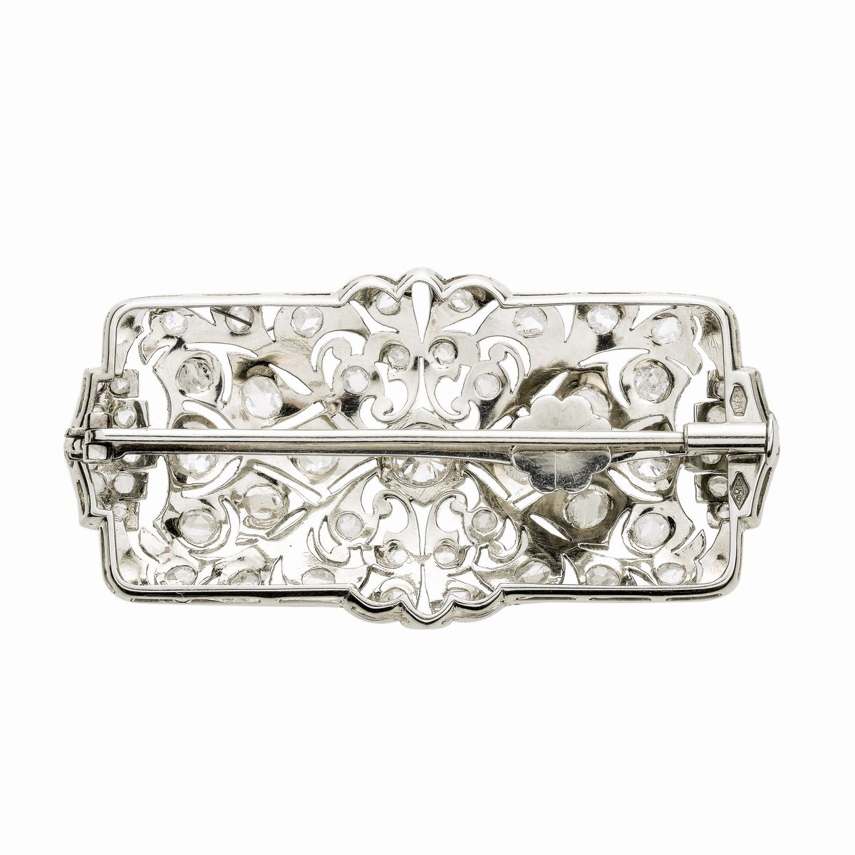 Spilla Pendente in Oro Bianco e Diamanti
