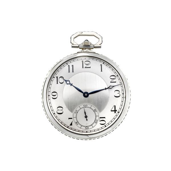 Pocket watch in white gold and sapphires