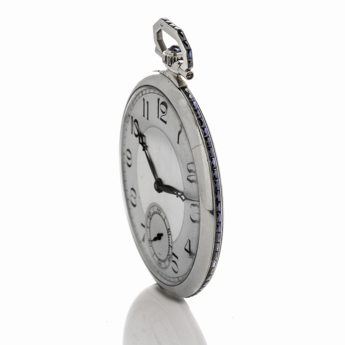 Orologio da Tasca in Oro Bianco e Zaffiri