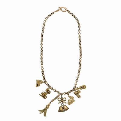 Collana in Oro a Basso Titolo con Charms