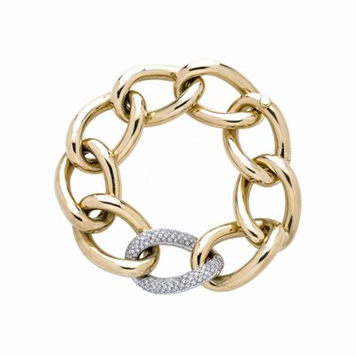 Grande Bracciale in Oro Giallo, Oro Bianco e Diamanti Gimor