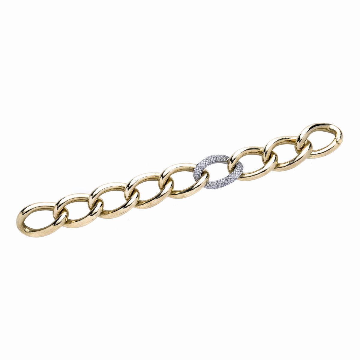 Grande Bracciale in Oro Giallo, Oro Bianco e Diamanti Gimor