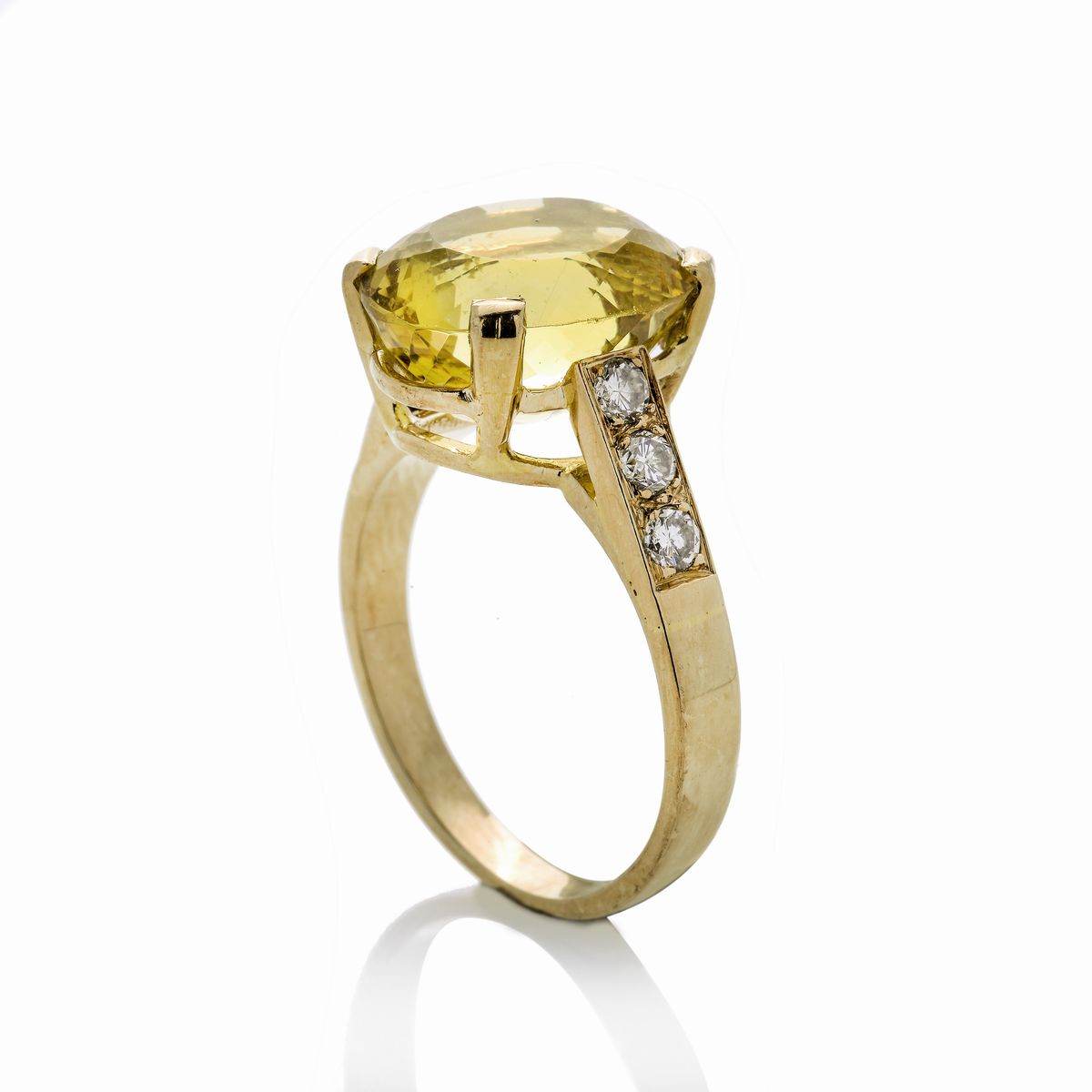 Anello in Oro Giallo, Diamanti e Quarzo Citrino