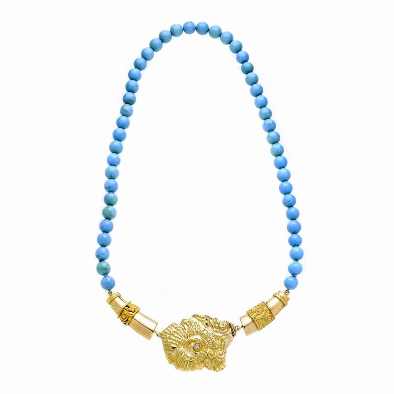 Collana in Oro Giallo e Turchese