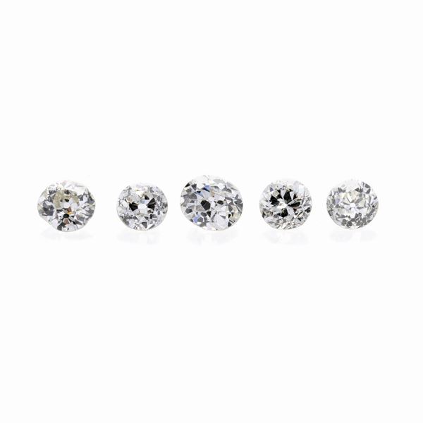 Lot: five diamond old cut, ct 2.09