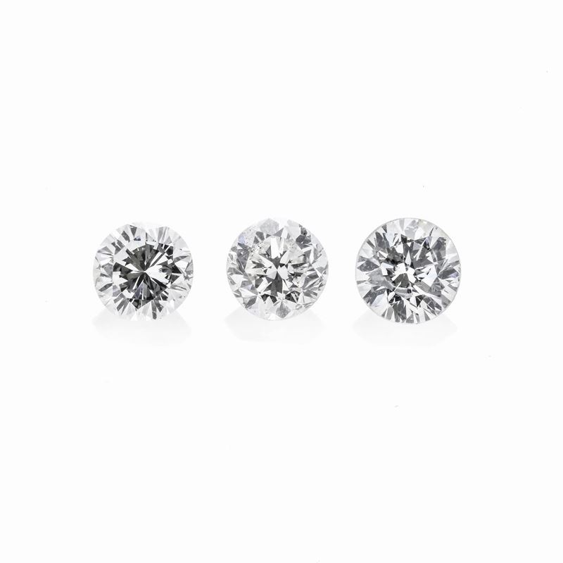 Lotto: Tre Diamanti Taglio Brillante per Ct 0.98