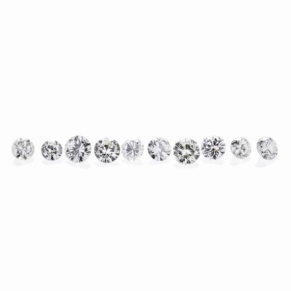 Lotto: dieci diamanti taglio brillante per ct 1.88