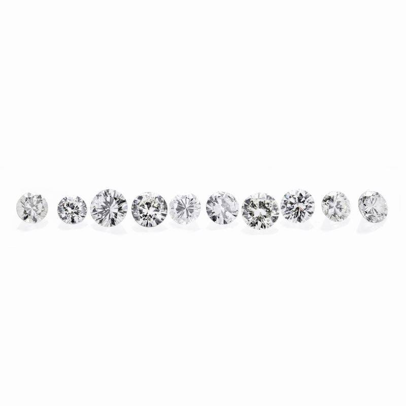 Lotto: dieci diamanti taglio brillante per ct 1.88
