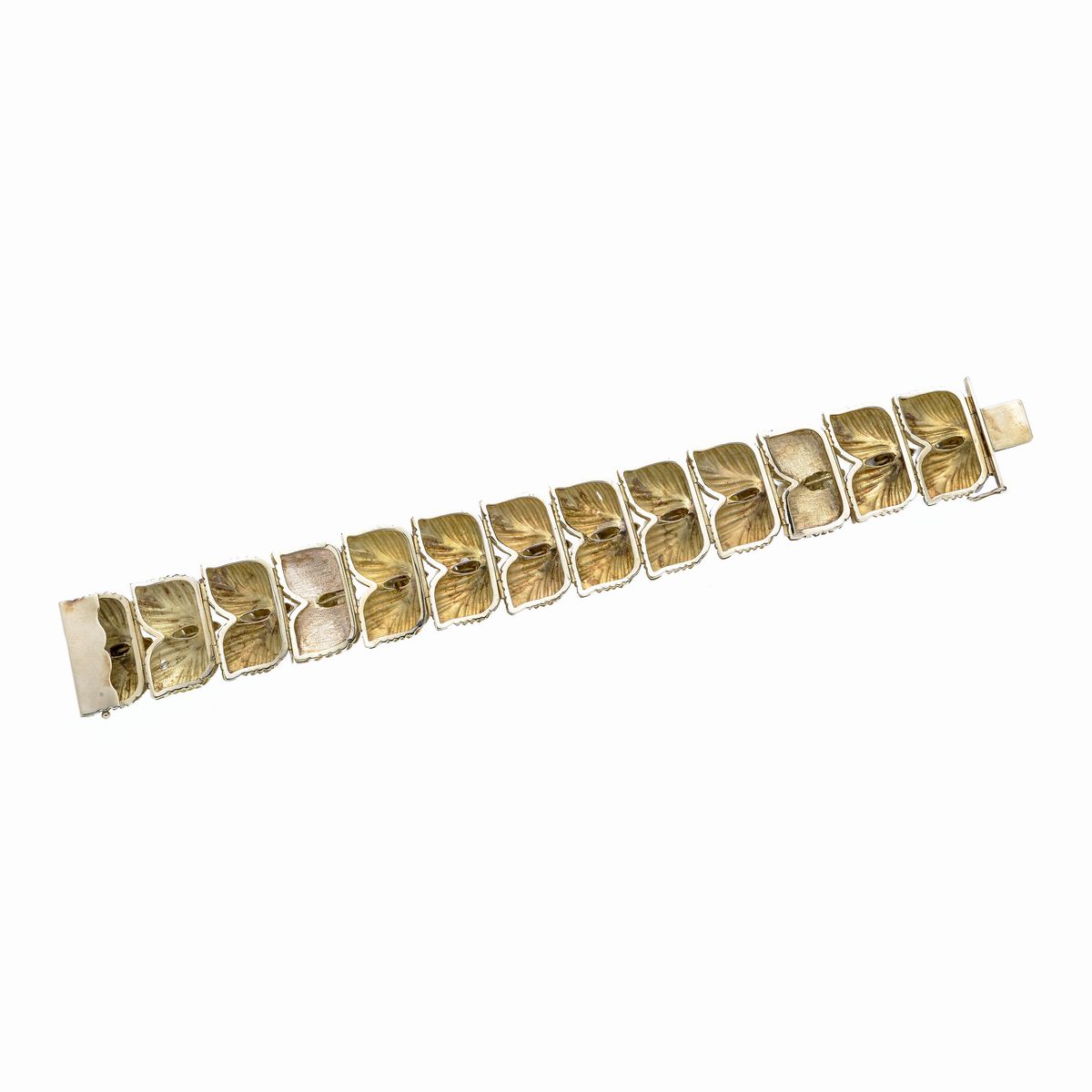 Grande Bracciale in Oro Giallo, Perle Coltivate e Pietre Rosse