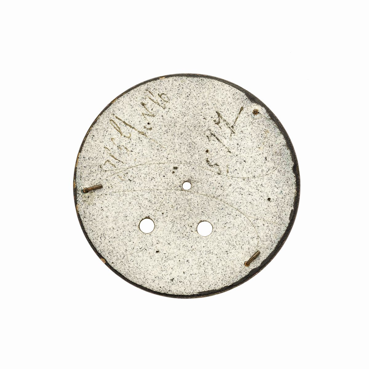 Quadrante di Orologio in Porcellana e Smalto Dipinto con Scena Nordica
