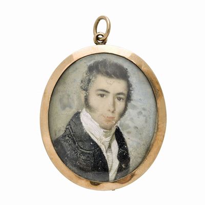 Grande Pendente Ricordo in Oro a Basso Titolo e Miniatura