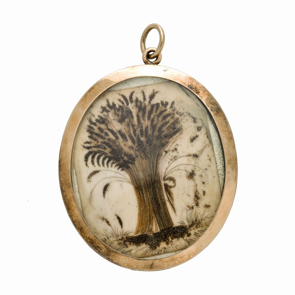 Grande Pendente Ricordo in Oro a Basso Titolo e Miniatura