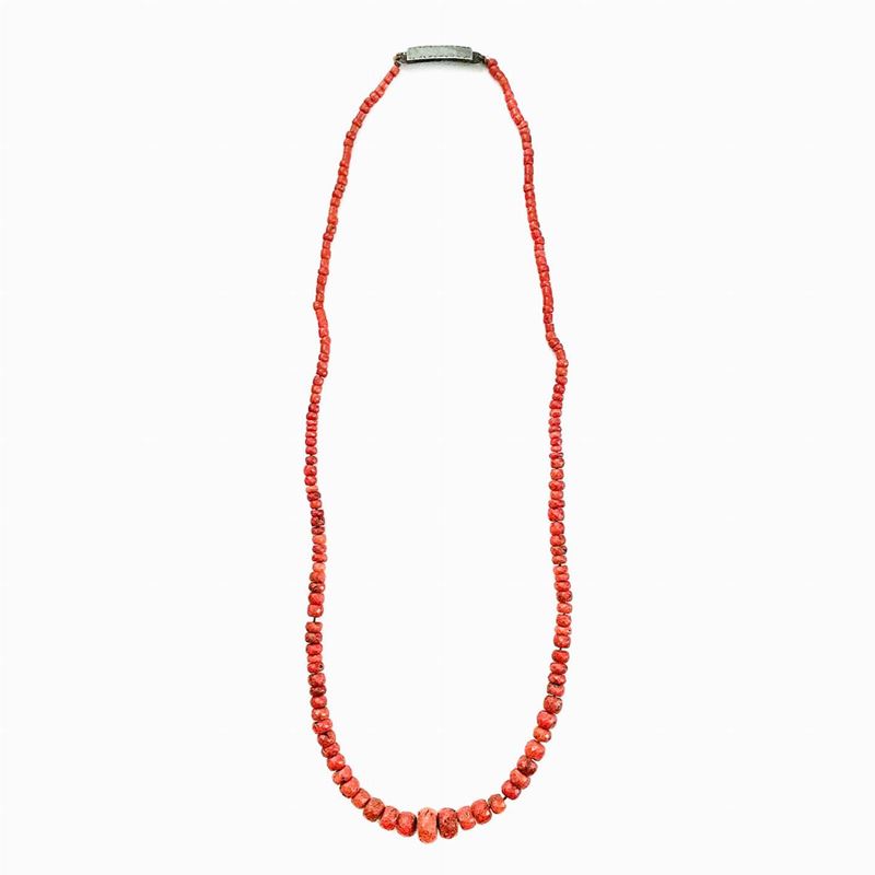 Collana in Corallo Rosso e Argento