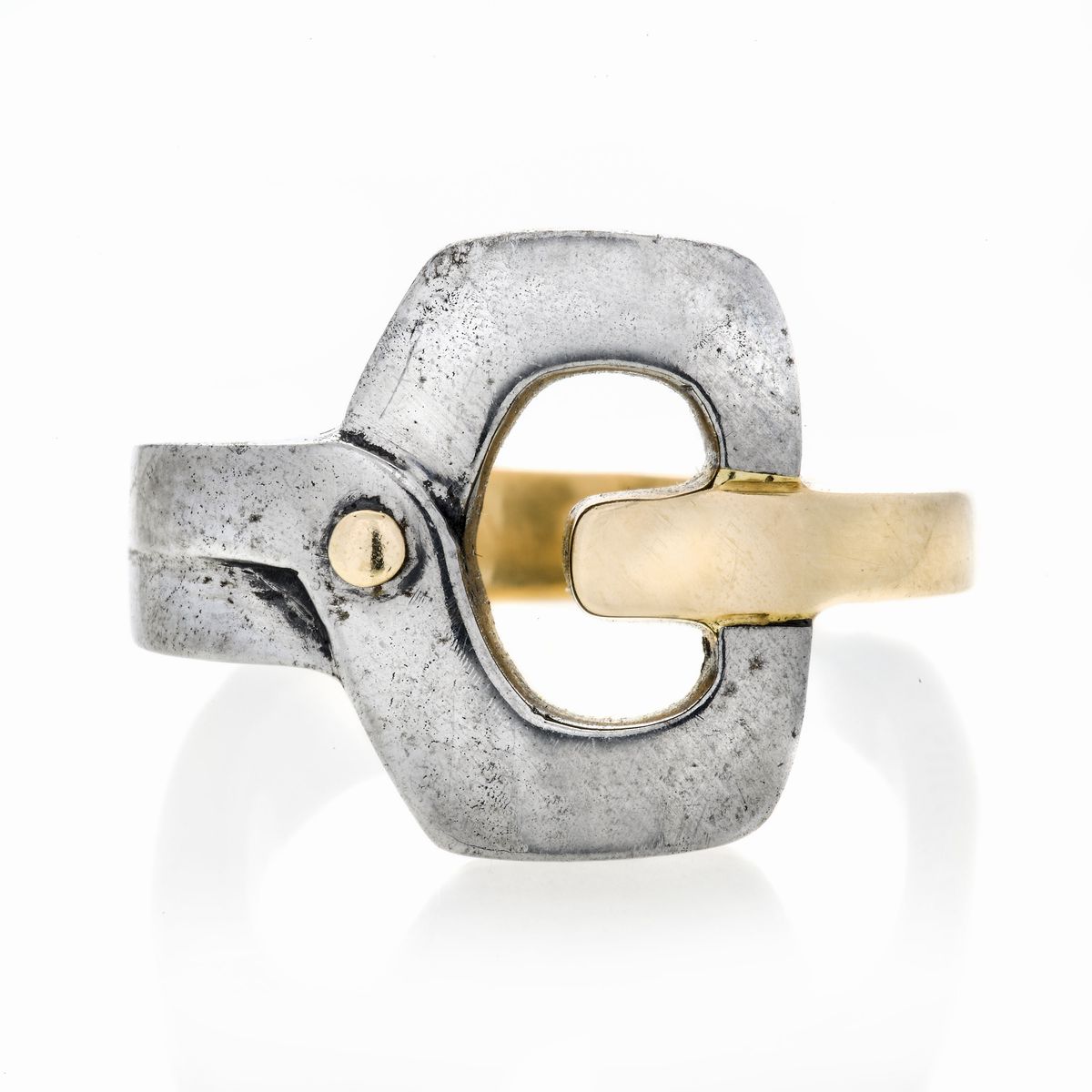 Anello in Oro Giallo e Acciaio Gucci