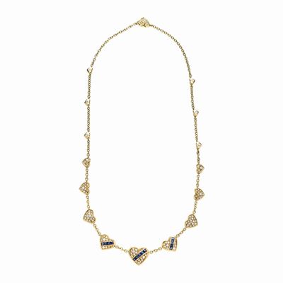 Collana in Oro Giallo, Diamanti e Zaffiri Faraone