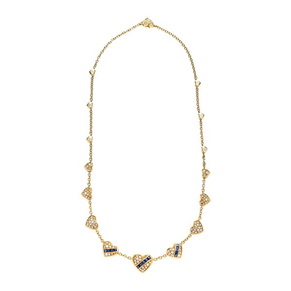 FARAONE - Necklace in yellow gold, diamonds and sapphires Faraone