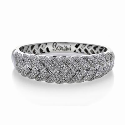 Bracciale Rigido in Oro Bianco e Diamanti Damiani