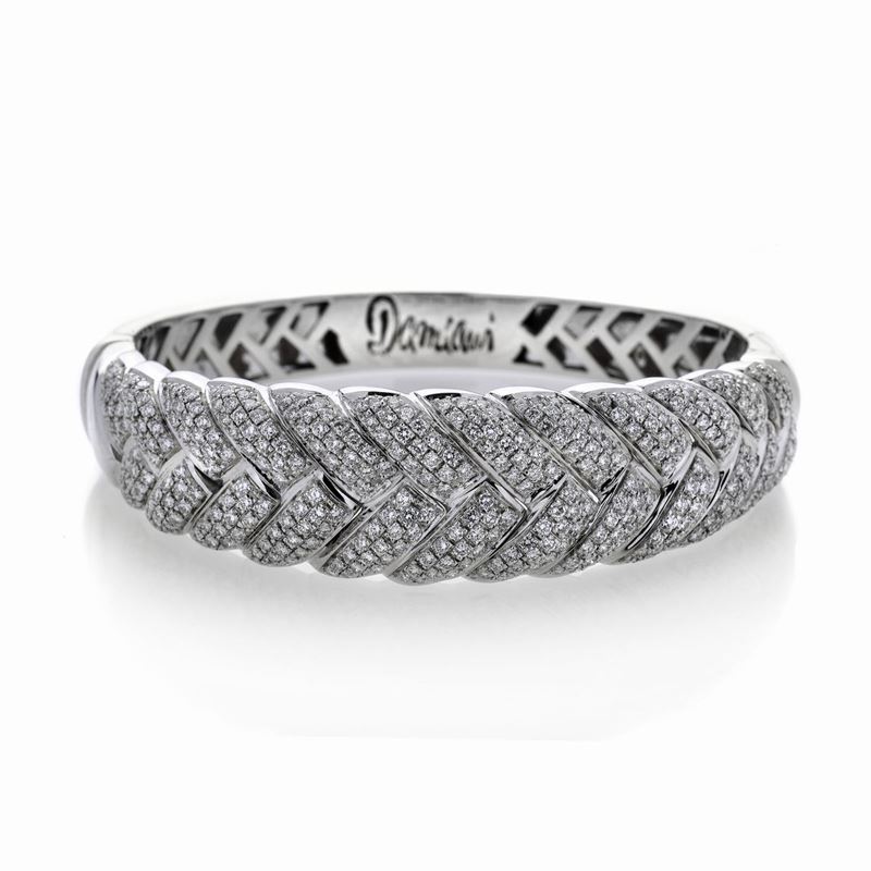 Bracciale Rigido in Oro Bianco e Diamanti Damiani