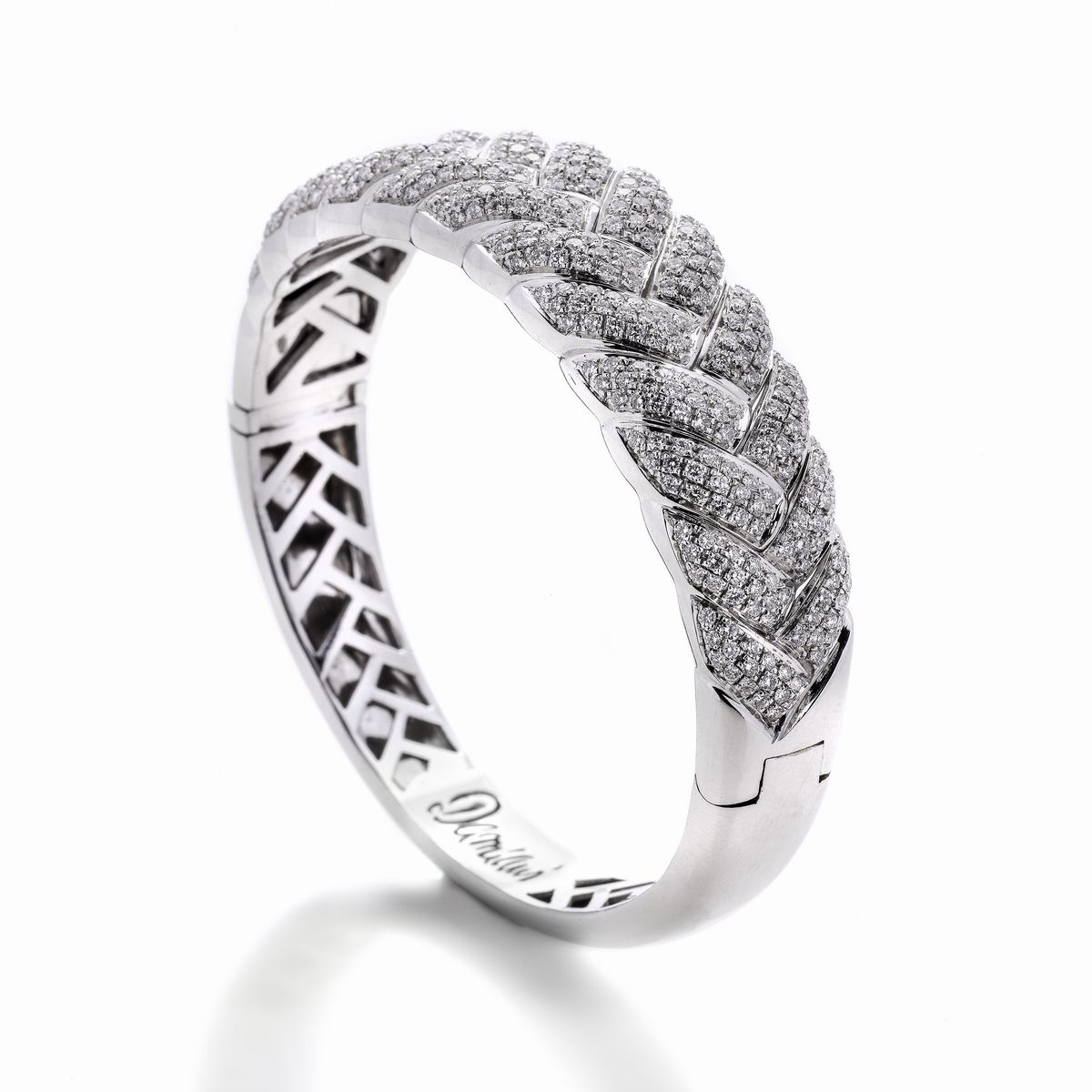 Bracciale Rigido in Oro Bianco e Diamanti Damiani
